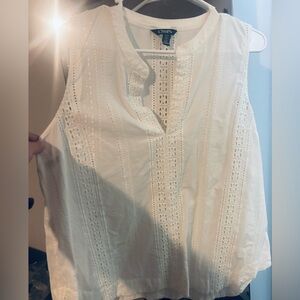 LIGHTLY LOVED CHAPS RALPH LAUREN EYELET WHITE TANK BLOUSE!